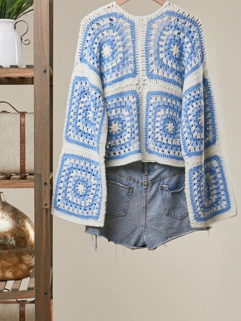 Crochet Square Patterned Cardigan