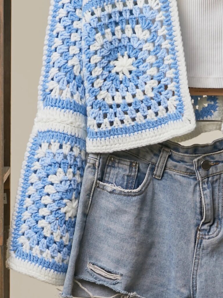 Crochet Square Patterned Cardigan