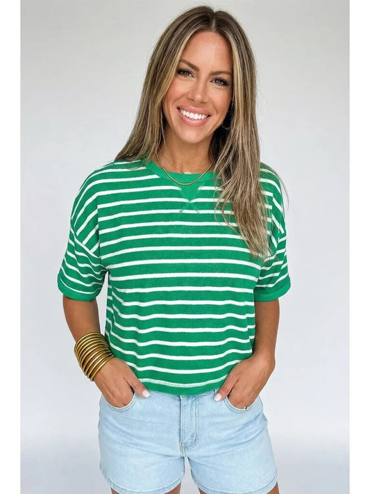 Striped half sleeve tee
