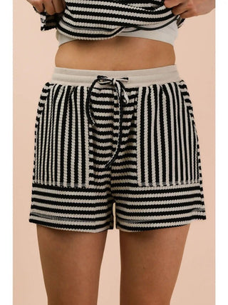 Striped knit top & shorts set