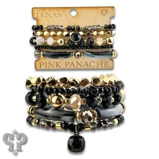Chunky bead bracelet with Austrian crystal charm