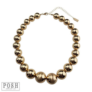 Gold round bead necklace