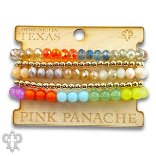 Light multicolored gold bead bracelet set