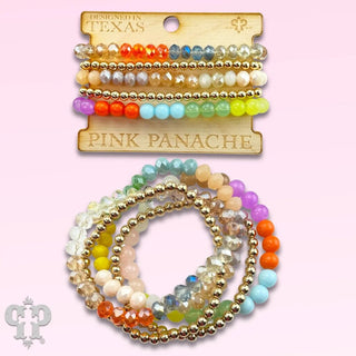 Light multicolored gold bead bracelet set
