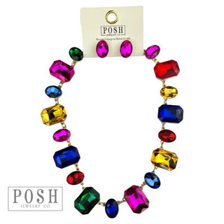 Mixed size rhinestone necklace