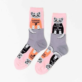"Future is feline" crew socks