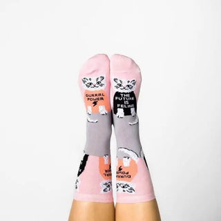 "Future is feline" crew socks