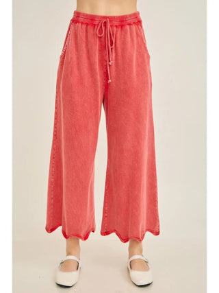 Mineral washed wavy ribbed pants