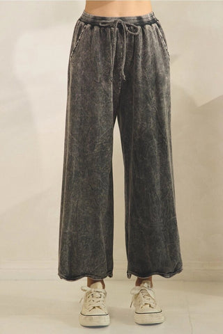 Mineral washed wavy ribbed pants