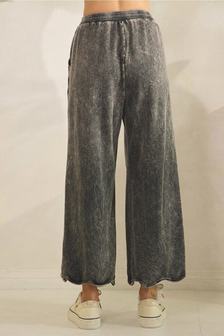 Mineral washed wavy ribbed pants