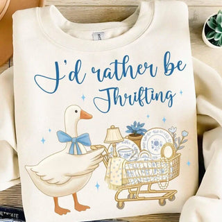 "I'd rather be thrifting" crewneck