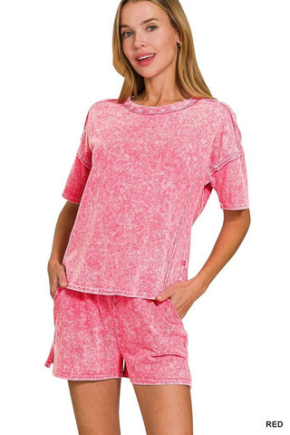 Halo Snow Washed Short Sleeve Tee & Shorts Set