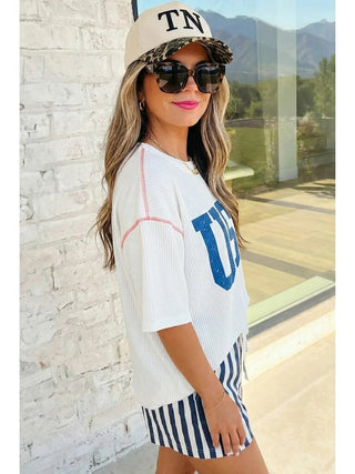 USA Half sleeve ribbed top