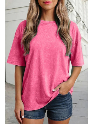 Solid Mineral Washed Half Sleeve Oversize Tee