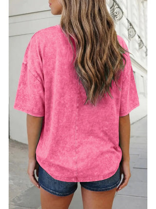 Solid Mineral Washed Half Sleeve Oversize Tee