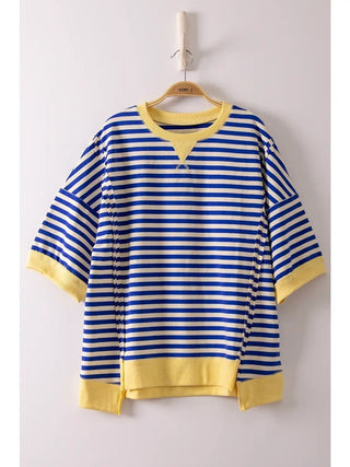 Oversized striped casual knit top