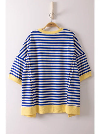 Oversized striped casual knit top