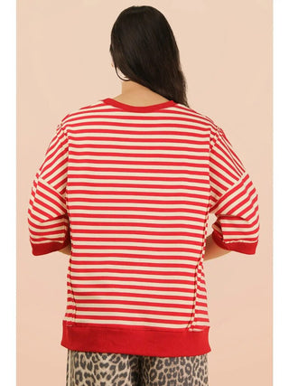 Oversized striped casual knit top