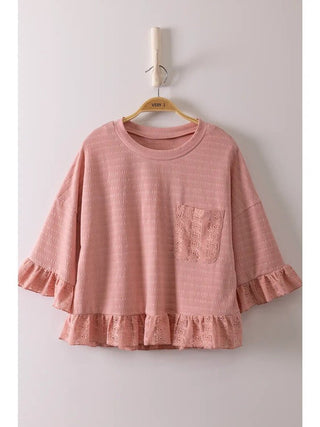 1/2 Sleeve lace ruffle detail top