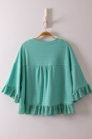 1/2 Sleeve lace ruffle detail top
