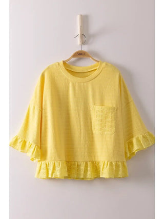 1/2 Sleeve lace ruffle detail top