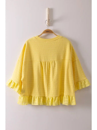 1/2 Sleeve lace ruffle detail top