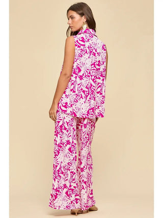 2-Piece Blouse + Relaxed Pants Resort Wear Set