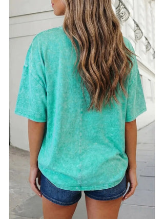 Solid Mineral Washed Half Sleeve Oversize Tee