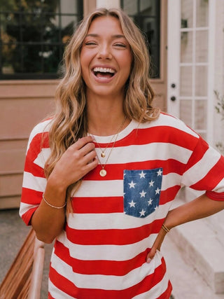 Striped Star Pocket Tee