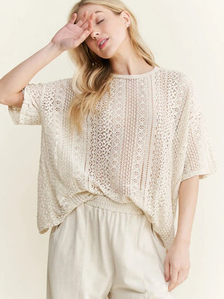 Short sleeve lace summer top