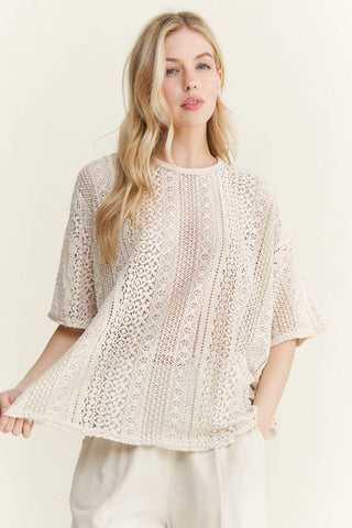 Short sleeve lace summer top