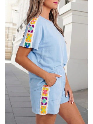 Patchwork detail shorts