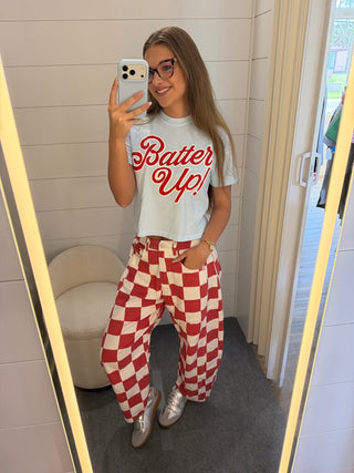 Checkered Barrel Jeans