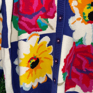 Vintage floral front button sweater