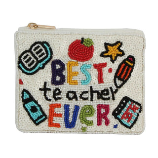 "Best Teacher" Beaded Coin Purse