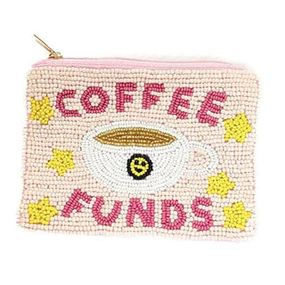"Coffee Funds" Beaded Coin Purse