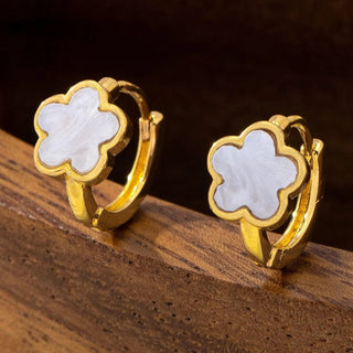Enamel Flower Huggie Hoop Earrings