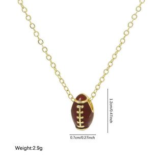 Gameday Enamel Football Charm Stainless Steel Necklace