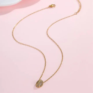 Gameday Rhinestone Football Charm Stainless Steel Necklace