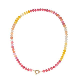 Pink & Yellow Natural Stone Mixed Necklace, product photo