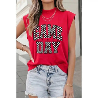 Game Day Checkered Mock Neck