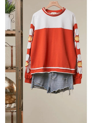 Color block daisy graphic shirt