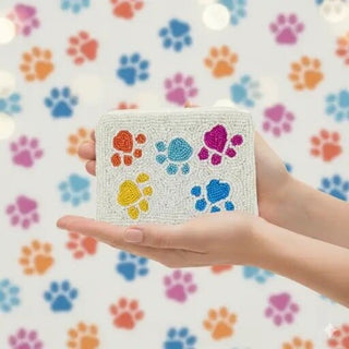"Paw Print" Beaded Coin Purse