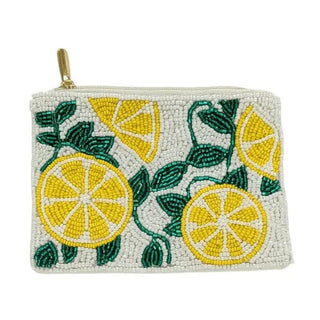 "Lemons" Beaded Coin Purse