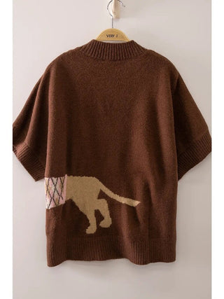 Dog Graphic Short Sleeve Knit