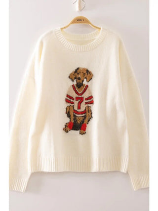Long Sleeve Cozy Dog Graphic Knit Sweater