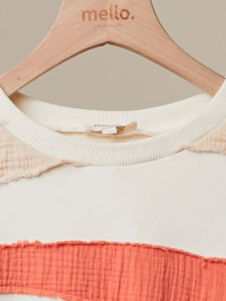 Mixed Fabric Sun Patchwork Sweatshirt