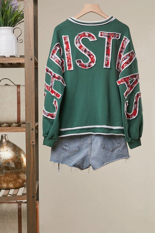 Christmas Back Lettering Sweatshirt, close-up detail