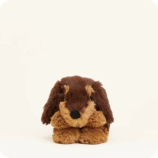 Dachshund Warmies neck wrap in brown, alternate view