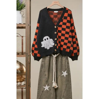 Checkerboard Halloween Cardigan
